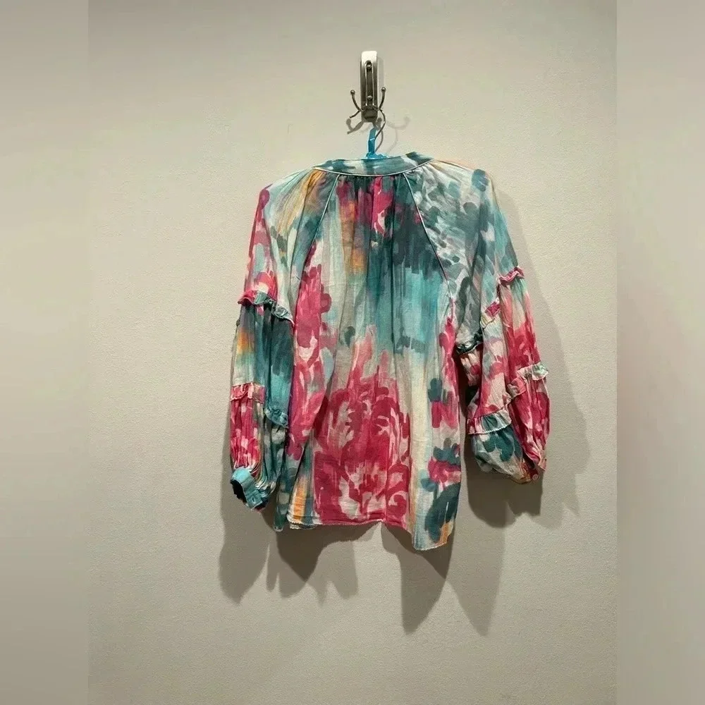 LOVE THE LABEL Lucette Top in Rosie Blue / Size Small /